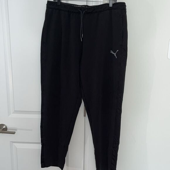 Black Grey Fleece Tapered Leg Jog Sweatpants Pants XL Mens 2 Pockets - Picture 1 of 7